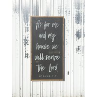Vertikal As For Me & My House We Will Serve The Lord Gerahmtes Holzschild von TheShedInteriors