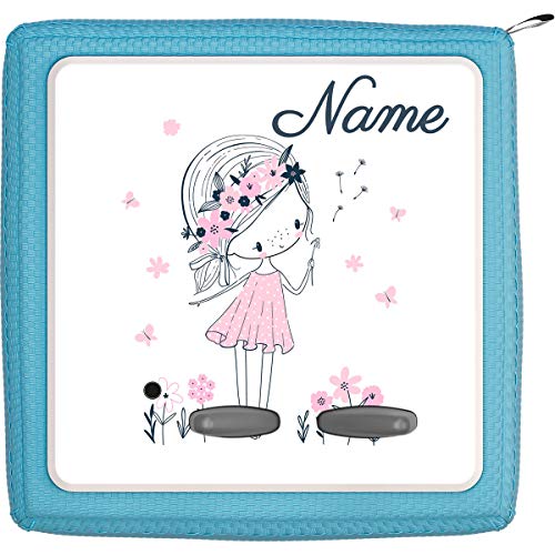 TheSmartGuard® Schutzfolie passend für die Toniebox mit Namen personalisiert | Kleines Mädchen mit Blumen in rosa von TheSmartGuard