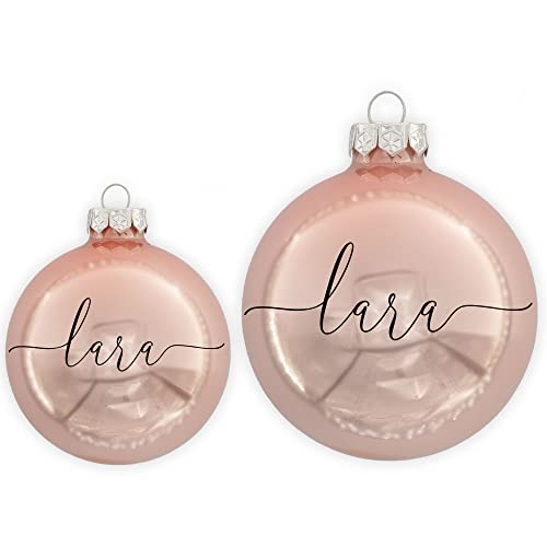 TheSmartGuard Christbaumkugel mit Namen | Weihnachtskugel personalisiert aus Glas| Ø 6cm oder 8cm in Rose (Glanz) | Weihnachtsschmuck von TheSmartGuard