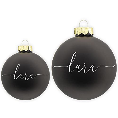 TheSmartGuard Christbaumkugel mit Namen | Weihnachtskugel personalisiert aus Glas| Ø 6cm oder 8cm in Schwarz (Matt) | Weihnachtsschmuck von TheSmartGuard