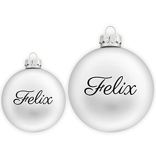 TheSmartGuard Christbaumkugel mit Namen | Weihnachtskugel personalisiert aus Glas| Ø 6cm oder 8cm in Silber-Weiß (Matt) | Weihnachtsschmuck von TheSmartGuard