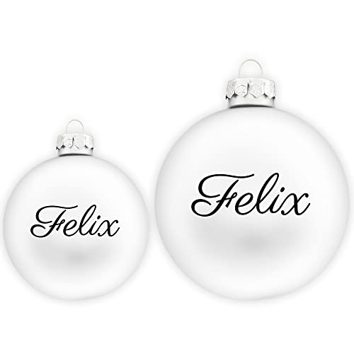 TheSmartGuard Christbaumkugel mit Namen | Weihnachtskugel personalisiert aus Glas| Ø 6cm oder 8cm in Weiß (Matt) | Weihnachtsschmuck von TheSmartGuard