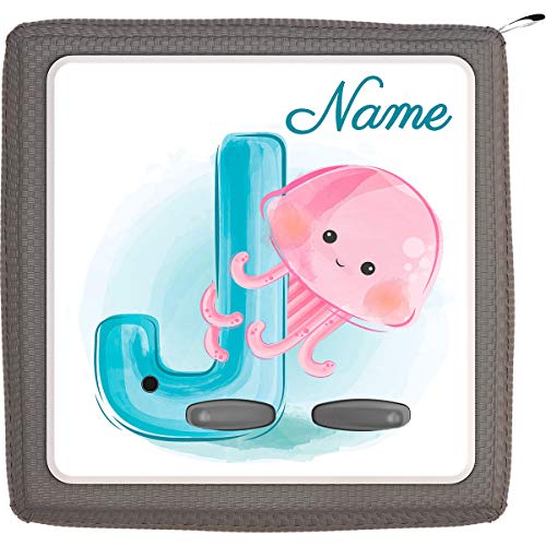 TheSmartGuard Folie passend für die Toniebox | Schutzfolie Sticker | individuell anpassbar | Baby Qualle mit Buchstabe J mit Name personalisiert | Handschrift von TheSmartGuard