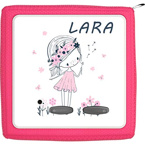 TheSmartGuard Folie passend für die Toniebox | Schutzfolie Sticker | individuell anpassbar | Kleines Mädchen mit Blumen in rosa mit Name personalisiert von TheSmartGuard