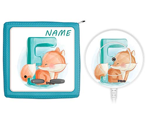 TheSmartGuard Schutzfolie passend für die Toniebox und Ladestation| Folie Sticker | Baby Fuchs mit Buchstabe F mit Name personalisiert von TheSmartGuard
