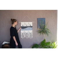 Ozean Makramee Wandbehang, Moderne Wellenfaser Kunst, Handgewebter Wandteppich, Küsten Wanddekor, Strand Wandbild, Boho Weben Wanddekor von TheSoulCatcher