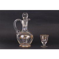 Vintage Set Aus Glasflasche Und Schnapsglas von TheSpiritOfEurope