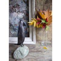 Metall Vogel Skulptur Geschweißte Schreibtisch Statue Aus Stahl Auf Einem Stein Sockel von TheSteelStyleThings