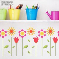 Funky Blumen Schablone Von The Stencil Studio. Wiederverwendbare Schablonen Für Wohnkultur, Basteln Und Diy, Einfach Zu Verwenden. 10087 von TheStencilStudio