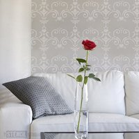 Liebe Damast Schablone - Herz Schablonen Kinderzimmer Wand Tapeten Muster 10102 von TheStencilStudio