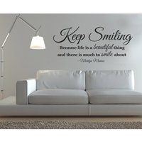 Keep Lächelnd - Marilyn Monroe Zitat Wandaufkleber Modern Vinyl Aufkleber Inspiration von TheStickerStop