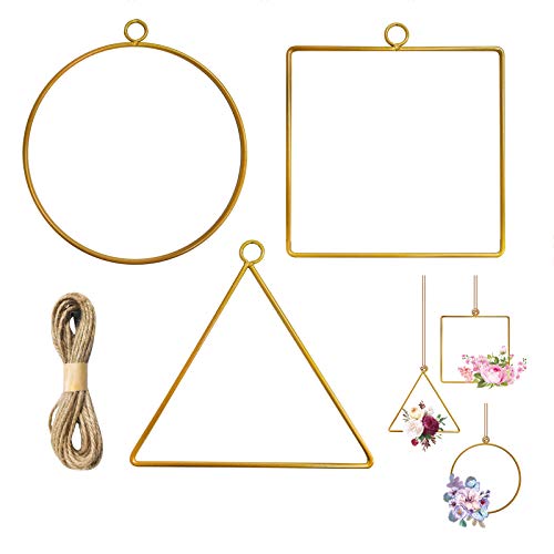 3 Stück Metallringe Makramee Metall Ringe Hoop Metallring Hängende Dekoration Künstliche Blumen Türkranz Ringe Floral Hoops Mit Schnur zum Basteln Künstliche Eukalyptus Wandkranz Türkranz Traumfänger von TheStriven
