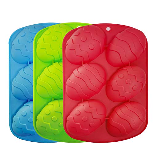 3 Stück Ostereier Backform Kuchenform 6 Gitter Ostern Silikonform Silikonform für Ostereier 3D Seifenform Silikon Osterei Backform Form Tablett für Schokolade Süßigkeiten Badebombe Osterdeko von TheStriven