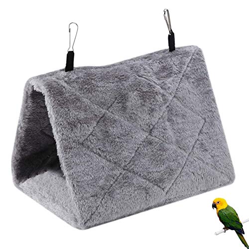 Plüsch Vogel Hängematte Warm Hängenden Kuschelhöhle Warme Vogelnest Hängen Haustier Vogelkäfig Höhle Schaukel Papagei Zelte Bett für Eklektus Sittich Nymphensittiche Kakadu Lovebird Grau (S) von TheStriven