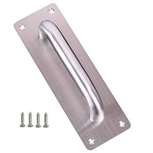 TheStriven Schiebe Türgriff Scheunentor-Griff mit Platte Heavy Duty Edelstahl Pull Push Türgriffe mit Rückplatte Torgriff Wc Türgriffplatte Holzschrank Schrank Griff Hardware 200*65mm (Rechteck) von TheStriven
