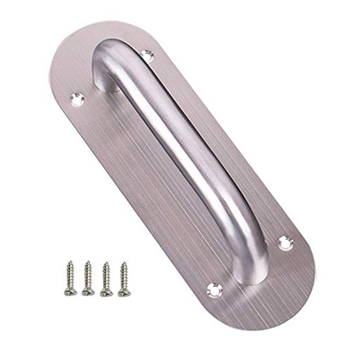 Schiebe Türgriff Scheunentor-Griff Schiebe Türgriff mit Platte Heavy Duty Edelstahl Pull Push Türgriffe mit Rückplatte Torgriff Wc Türgriffplatte Holzschrank Schrank Griff Hardware 200*65mm (Oval) von TheStriven