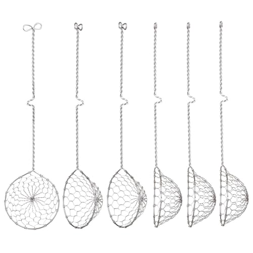 TheStriven 6 Stück Küchensieb Fondue Sieb Abseihlöffel Fondue Edelstahlsieb Schaumlöffel Schlitzlöffel mit Griffen Küche Siebkelle Fondue Sieb aus Edelstahl für Garen Gemüse Pilzen Fleisch (Silber) von TheStriven