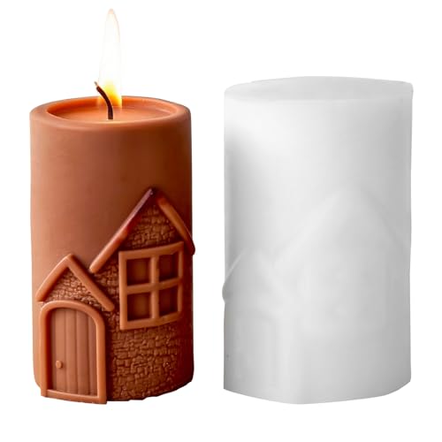 TheStriven Weihnachten Kerzenform Haus Form Kerzenformen Zum Gießen Weihnachtsbaum Haus Silikonform Gießformen Häuser Silikonformen Gießformen für Häuser und Weihnachten (B) von TheStriven