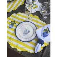 Gelb Gestreifte Zitrone Tischset Und Servietten-Set - Sommer Tischdekoration Bestickte Baumwoll-Tischwäsche Für 4 6 8 Gäste Handgemachtes Ess-Set Gelb Gestreifte Zitrone Tischset Und Servietten-Set - Sommer Tischdekoration Bestickte Baumwoll-Tischwäsche Für 4 6 8 Gäste Handgemachtes Ess-Set von TheTableButterfly