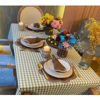 Besticktes Baumwoll-Tischset & Servietten-Set Handgemachte Feiertags-Tischdekoration von TheTableButterfly