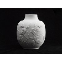 Kaiser Bisquit-Vase, Design Von M. Frey, West Germany, Mid-Century Porzellan, Ast Und Blätter, Vintage Bisquit-Porzellan, Mcm von TheTasteOfGlory