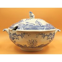 Atemberaubende Antike Furnivals Blau & Weiß Wachtel Design Servier Terrine. C1913. - Kostenloser Uk Post von TheTeaTray