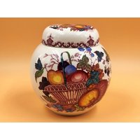 Vintage Masons Ironstone Rot/Rosa Obstkorb Potpourri Dose Mit Deckel. - Gratis Uk Post von TheTeaTray