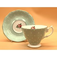 Vintage Royal Albert China 1st Polka Rose Design Teetasse & Untertasse Duo. - Kostenloser Post von TheTeaTray