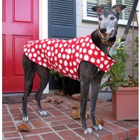 Windhundmantel | Mantel Für Große Hunde Hundejacke Verschiedene Größen Blau Gepunkteter Fleece Mit Schwarzem Fleece-Futter Wählen Sie Ihre Polka von TheThimbleAndHound