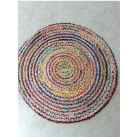 Jute Und Lappen Handgewebter Teppich 36" Rund von TheThreadingHouse