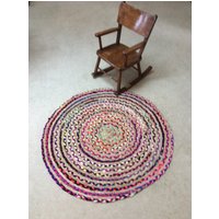 Jute Und Lappen Handgewebter Teppich 36" Rund Jute Und Lappen Handgewebter Teppich 36" Rund von TheThreadingHouse