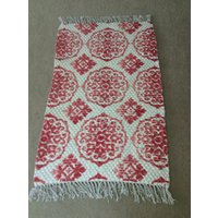 Rag Rug/Chindi /Scandinavian Teppich, Boho Chic Hippie Teppiche /. Korallen & Elfenbein Farbe Gemalt /Hand 100 % Baumwolle Zweiseitig. 30 "x 46" Rag Rug/Chindi /Scandinavian Teppich, Boho Chic Hippie Teppiche /. Korallen & Elfenbein Farbe Gemalt /Hand 100 % Baumwolle Zweiseitig. 30 "x 46" von TheThreadingHouse