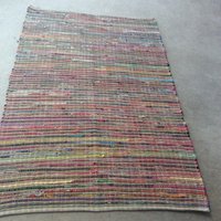 Teppich Groß, Blau Rot Und Orangen in Einem Beige Nutral Ton, Baumwoll Webstuhl Teppich, Bereich Teppiche, Boho Chic Shabby Hippie Festival Teppich Groß, Blau Rot Und Orangen in Einem Beige Nutral Ton, Baumwoll Webstuhl Teppich, Bereich Teppiche, Boho Chic Shabby Hippie Festival von TheThreadingHouse