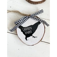 Huhn Zart, Holz Scheibe Weihnachtsschmuck von TheThreeBlackCats