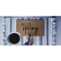 Hallo Frühling Fußmatte, Benutzerdefinierte Türmatte, Willkommen Matte, Housewarminggeschenk, Süße Fußmatte von TheTrendyPorch