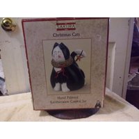 Neue Sakura Weihnachten Katzen "Fiddlestix" Kranz Kragen Cookie Jar Steingut in Box von TheUniqueWebsite