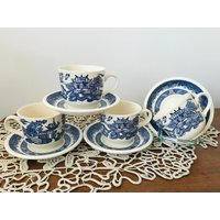 Nie Benutzt - Vintage Set Mit 4 Biltons England Blue Willow Kaffee- Oder Teetassen von TheVINTAGEShopBG