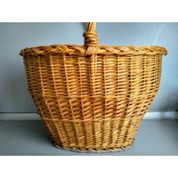 Vintage Großer Korb - Geflochtener Schiefer Holz Alter Weidenkorb Bulgarien Handgemachter Rustikaler Vintage Großer Korb - Geflochtener Schiefer Holz Alter Weidenkorb Bulgarien Handgemachter Rustikaler von TheVINTAGEShopBG