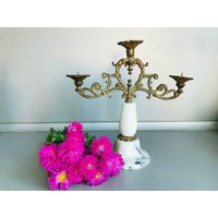Vintage Kerzenständer Aus Marmor Mit Messing von TheVINTAGEShopBG