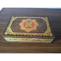 Vintage Pyrographie Box - Holz Schmuck Memory Retro Home Deko von TheVINTAGEShopBG