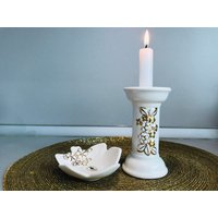 Vintage Set Rosa Ljung Kerzenständer Und Miniteller - Keramik Mit Gold Vintage Set Rosa Ljung Kerzenständer Und Miniteller - Keramik Mit Gold von TheVINTAGEShopBG