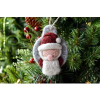 Nadelgefilzter Weihnachtsmann Weihnachtsschmuck, Gefilzte Wolle, Rustikale Handgemachte Dekoration, Weihnachtsbaum Dekoration von TheVelvetHarvest