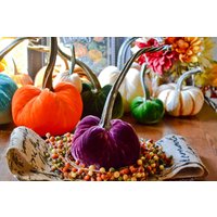 Seidensamt Kürbis in Bordeaux, Echter Stamm, Größe M, Herbst Dekor, Tischdekoration, Hausgemachte Rustikale Dekoration von TheVelvetHarvest