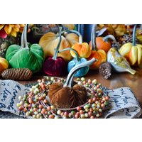 Seidensamt Kürbis in Zimt, Größe S, Echter Stiel, Herbst Dekor, Tischdekoration, Hausgemachte Rustikale Dekoration von TheVelvetHarvest