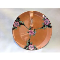 Zitronenteller Lustreware Floral Behandelter Teller Noritake Handgemalter Gold Lusterware von TheVillageCorner
