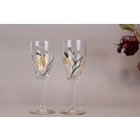 Vintage Weingläser Mit Goldfaden - 2Er-Set von TheVintageAmerica