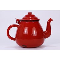 Vintage Rote Emaille Teekanne, Kleiner Wasserkocher, Touristenausrüstung von TheVintageEurope