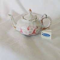 Vintage Miniatur Teekanne Rosa Und Gold, Porzellan Kunst, Kunst von TheVintageRRobbin