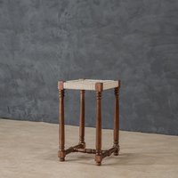 Vintage Holzhocker | Thekenhocker Barhocker Handgewebter Hocker Beistellhocker Beistelltisch von TheVintageRealmStore