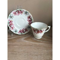 Colclough Pink Florale Teetasse Und Untertasse Mit Goldrand. Vintage Tasse Untertasse. Wohnkultur. Hostess Geschenk von TheVintageTeaShoppe